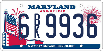 MD license plate 6BK9936