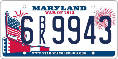 MD license plate 6BK9943