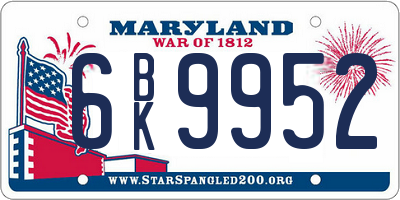 MD license plate 6BK9952