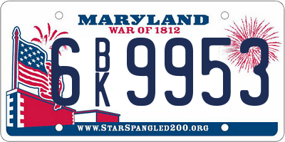 MD license plate 6BK9953