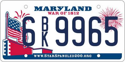 MD license plate 6BK9965