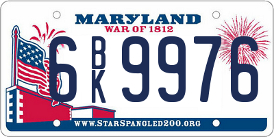MD license plate 6BK9976