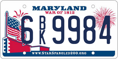 MD license plate 6BK9984