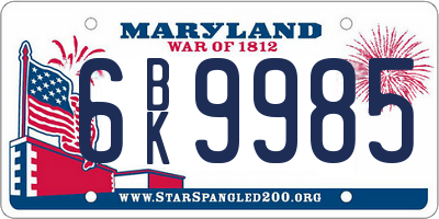 MD license plate 6BK9985