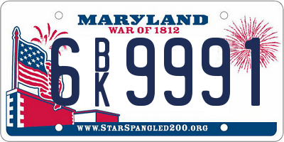 MD license plate 6BK9991