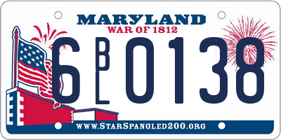 MD license plate 6BL0138