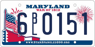 MD license plate 6BL0151