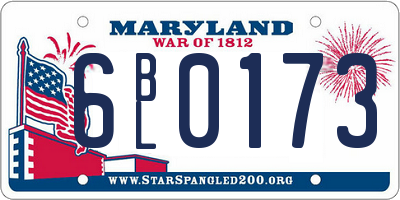 MD license plate 6BL0173