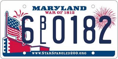 MD license plate 6BL0182