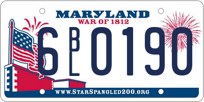 MD license plate 6BL0190