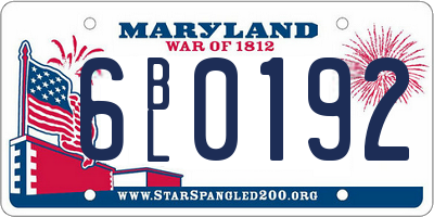 MD license plate 6BL0192