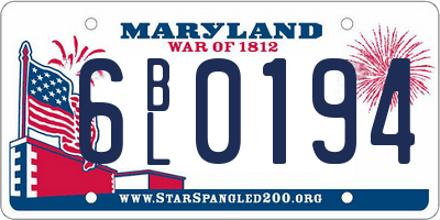 MD license plate 6BL0194