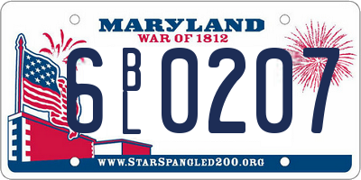 MD license plate 6BL0207