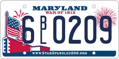 MD license plate 6BL0209