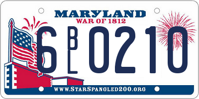 MD license plate 6BL0210