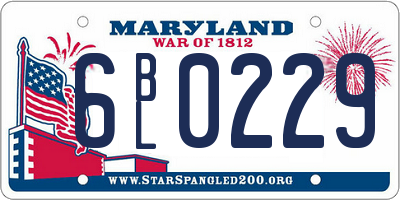 MD license plate 6BL0229