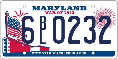 MD license plate 6BL0232