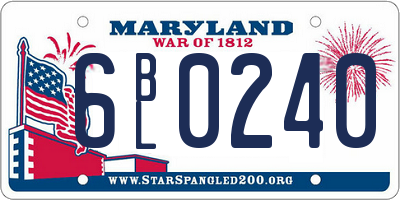 MD license plate 6BL0240