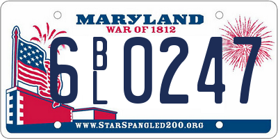 MD license plate 6BL0247