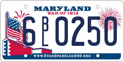 MD license plate 6BL0250