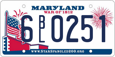 MD license plate 6BL0251
