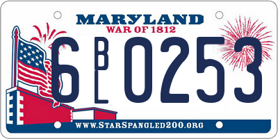 MD license plate 6BL0253
