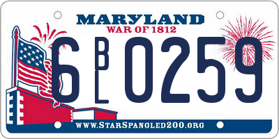 MD license plate 6BL0259