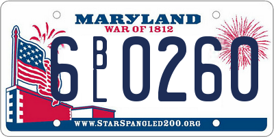 MD license plate 6BL0260