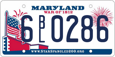MD license plate 6BL0286