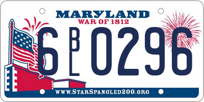 MD license plate 6BL0296