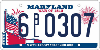 MD license plate 6BL0307