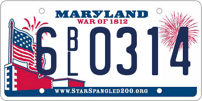 MD license plate 6BL0314