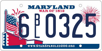 MD license plate 6BL0325