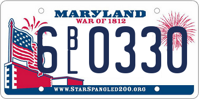MD license plate 6BL0330