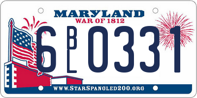MD license plate 6BL0331