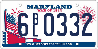 MD license plate 6BL0332