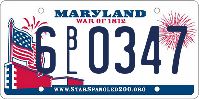 MD license plate 6BL0347