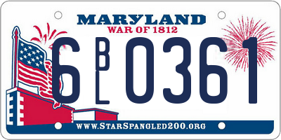 MD license plate 6BL0361