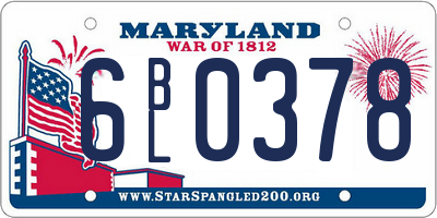 MD license plate 6BL0378