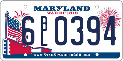 MD license plate 6BL0394