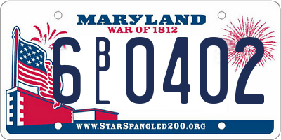 MD license plate 6BL0402