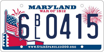 MD license plate 6BL0415
