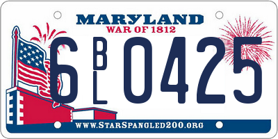 MD license plate 6BL0425
