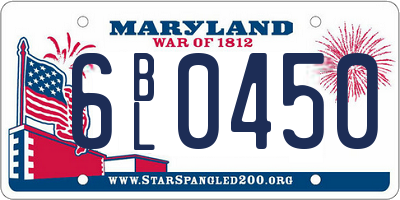MD license plate 6BL0450