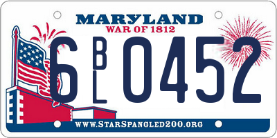 MD license plate 6BL0452