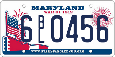 MD license plate 6BL0456