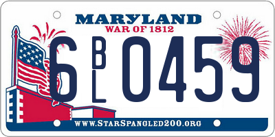 MD license plate 6BL0459