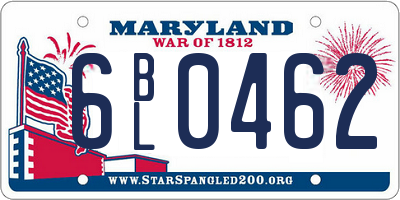 MD license plate 6BL0462