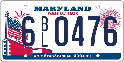 MD license plate 6BL0476