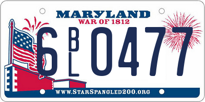 MD license plate 6BL0477